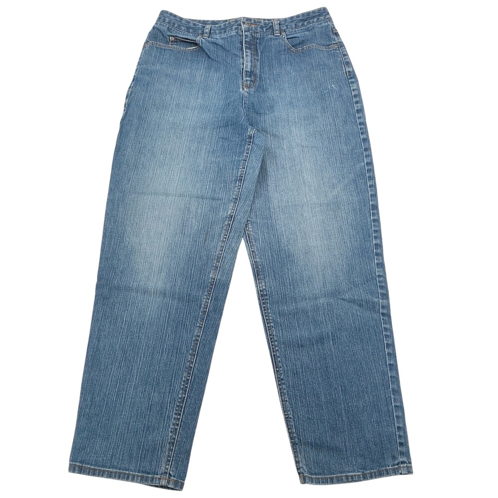 Vintage Talbots Jeans Womens 14 Blue Cotton Stretch High Rise Straight Leg Denim